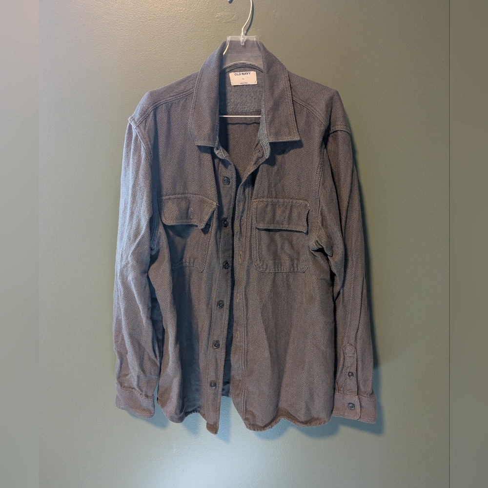 Old Navy Gray Button-Up Shirt Jacket